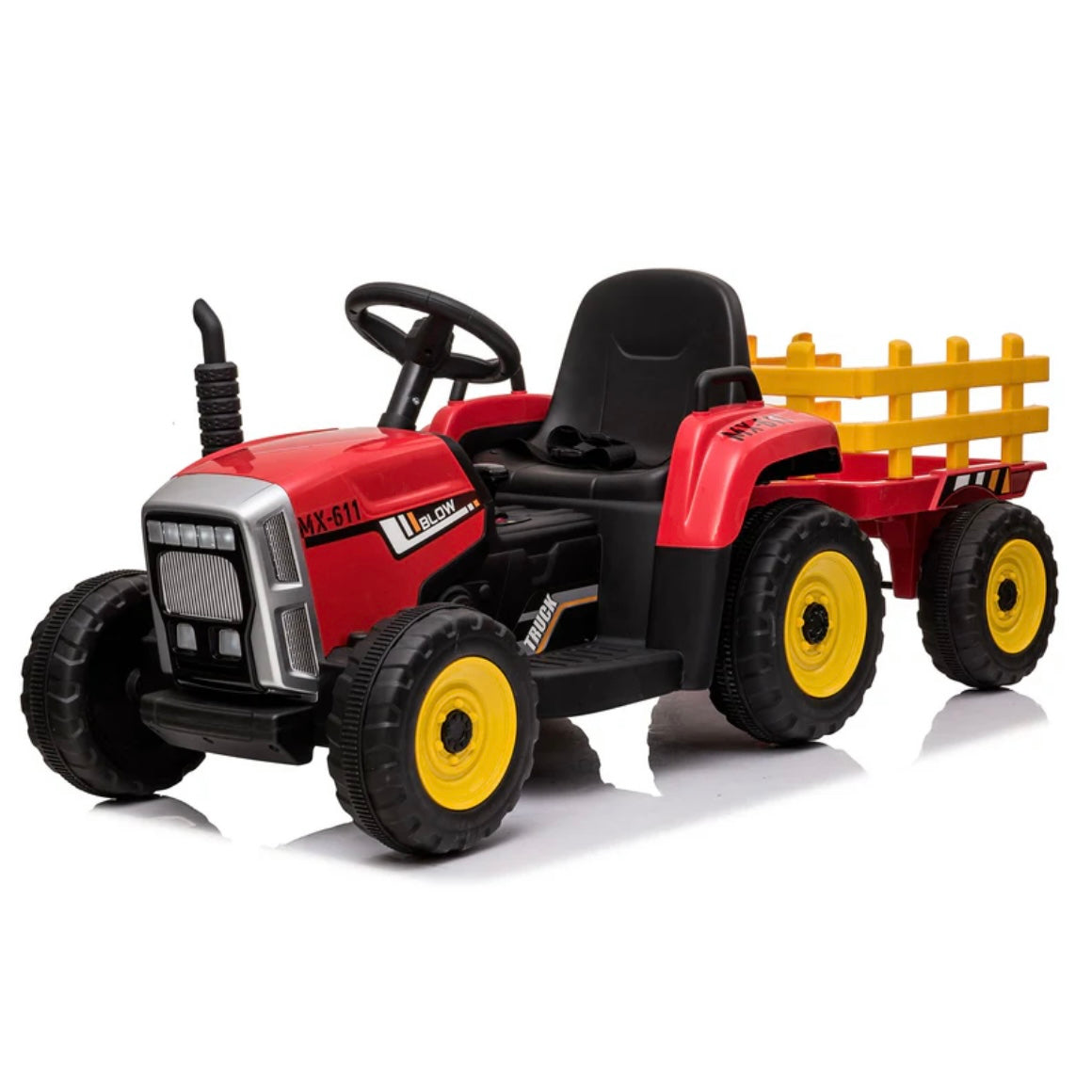 Trattore con rimorchio elettrico per bambini verde