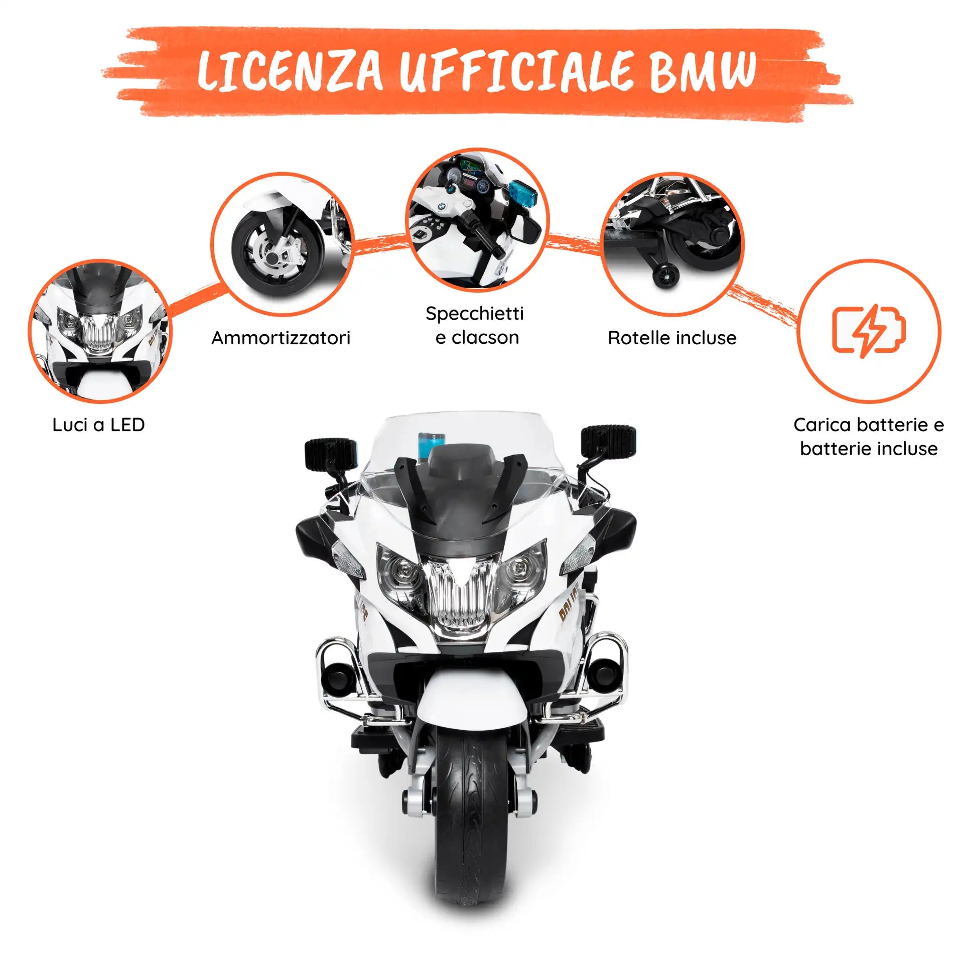Bmw R1200 RT Police: moto elettrica a 12V della Polizia per bambini
