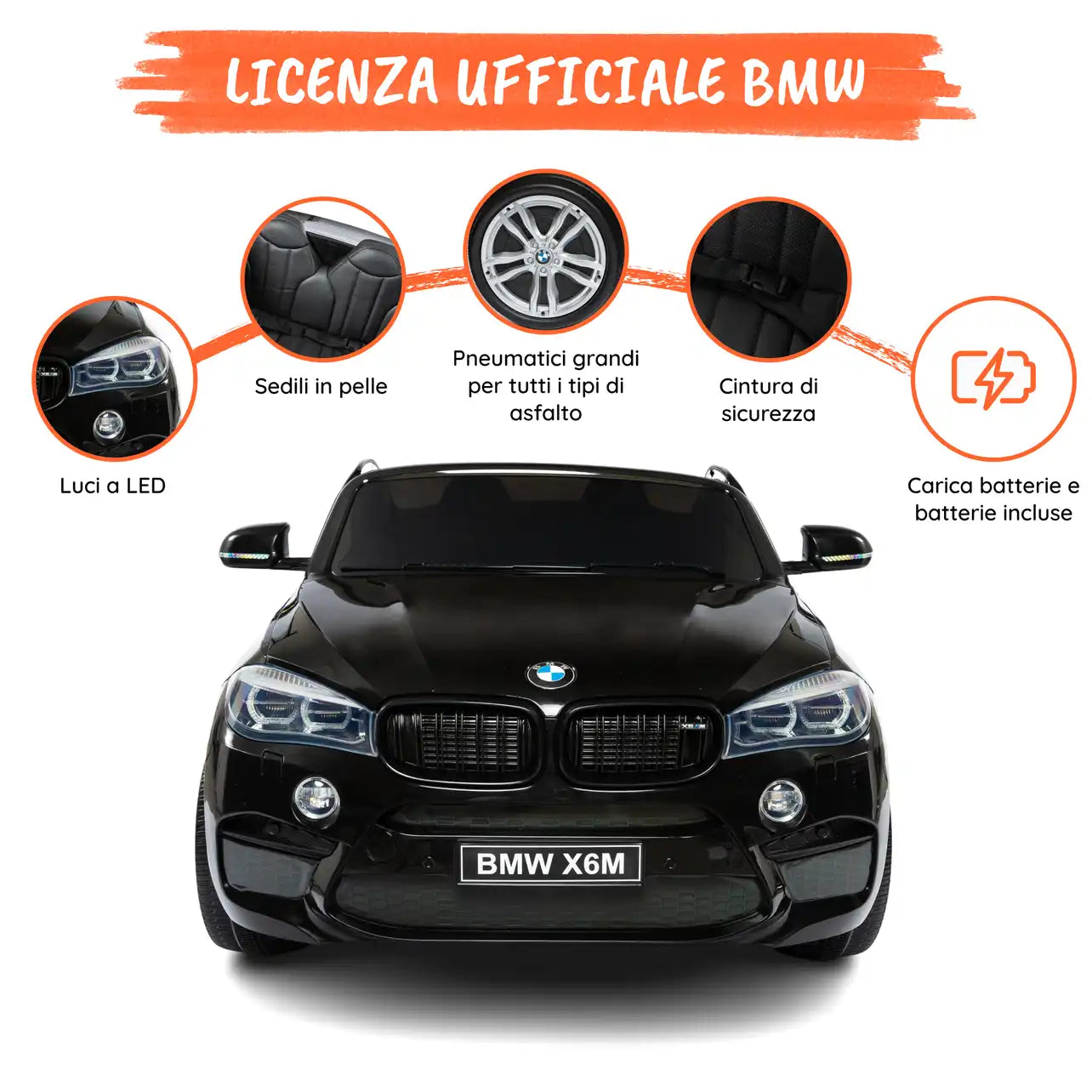 Bmw X6 M elettrica per bambini a 12V con 2 posti