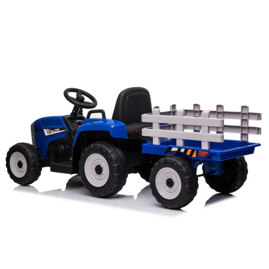 Trattore con rimorchio elettrico per bambini verde