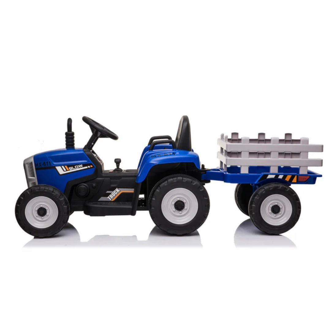 Trattore con rimorchio elettrico per bambini verde