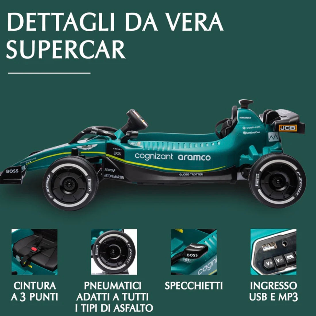 Aston Martin 12V per bambini verde