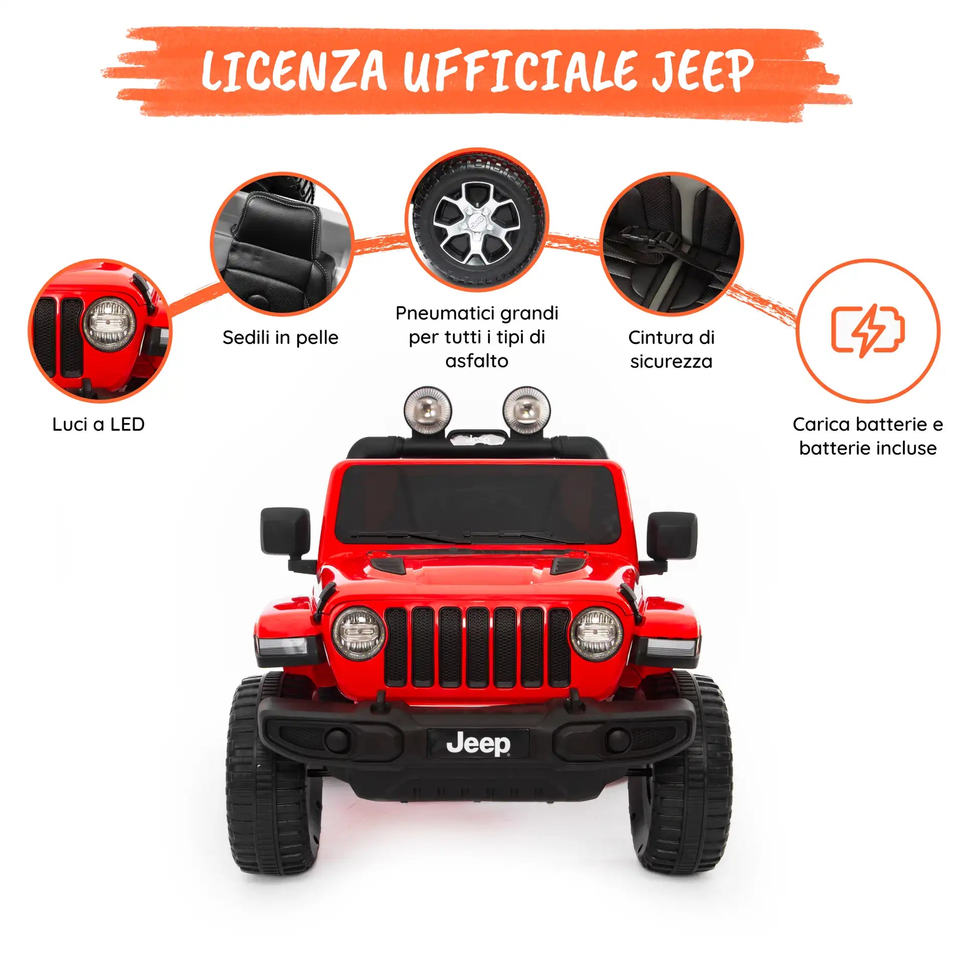 Jeep Wrangler Rubicon elettrica per bambini a 12V con 2 posti