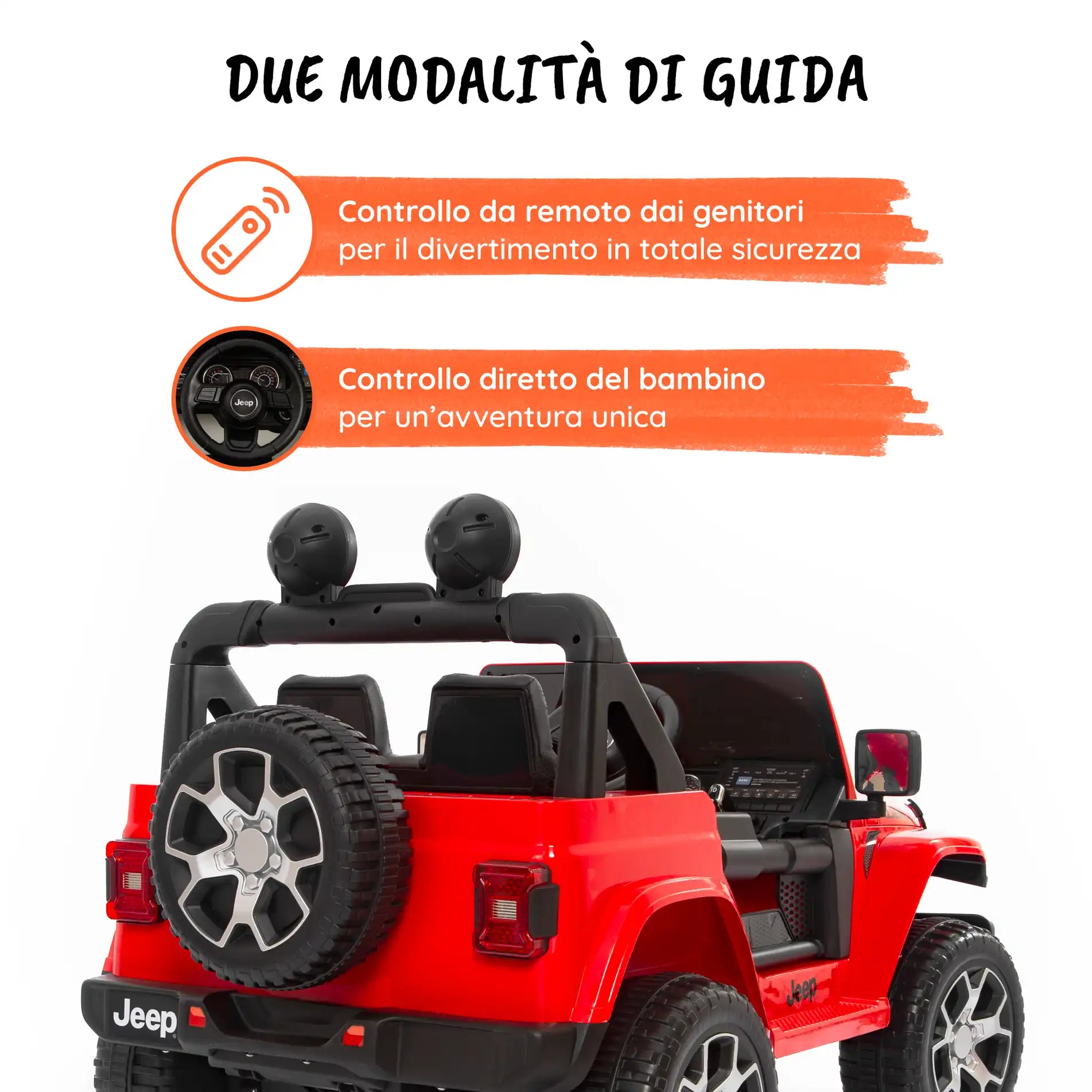 Jeep Wrangler Rubicon elettrica per bambini a 12V con 2 posti