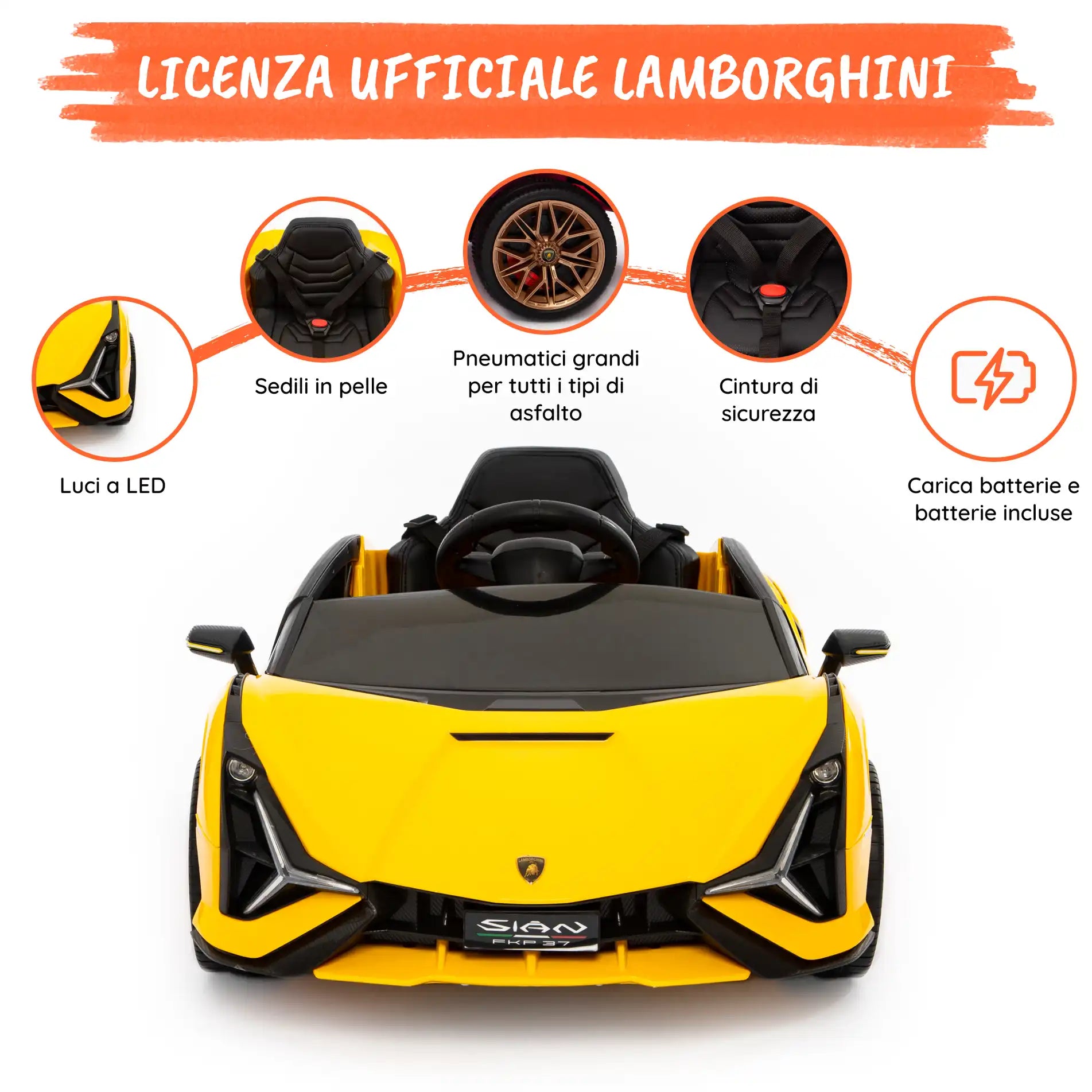 Lamborghini Sian elettrica per bambini a 12V