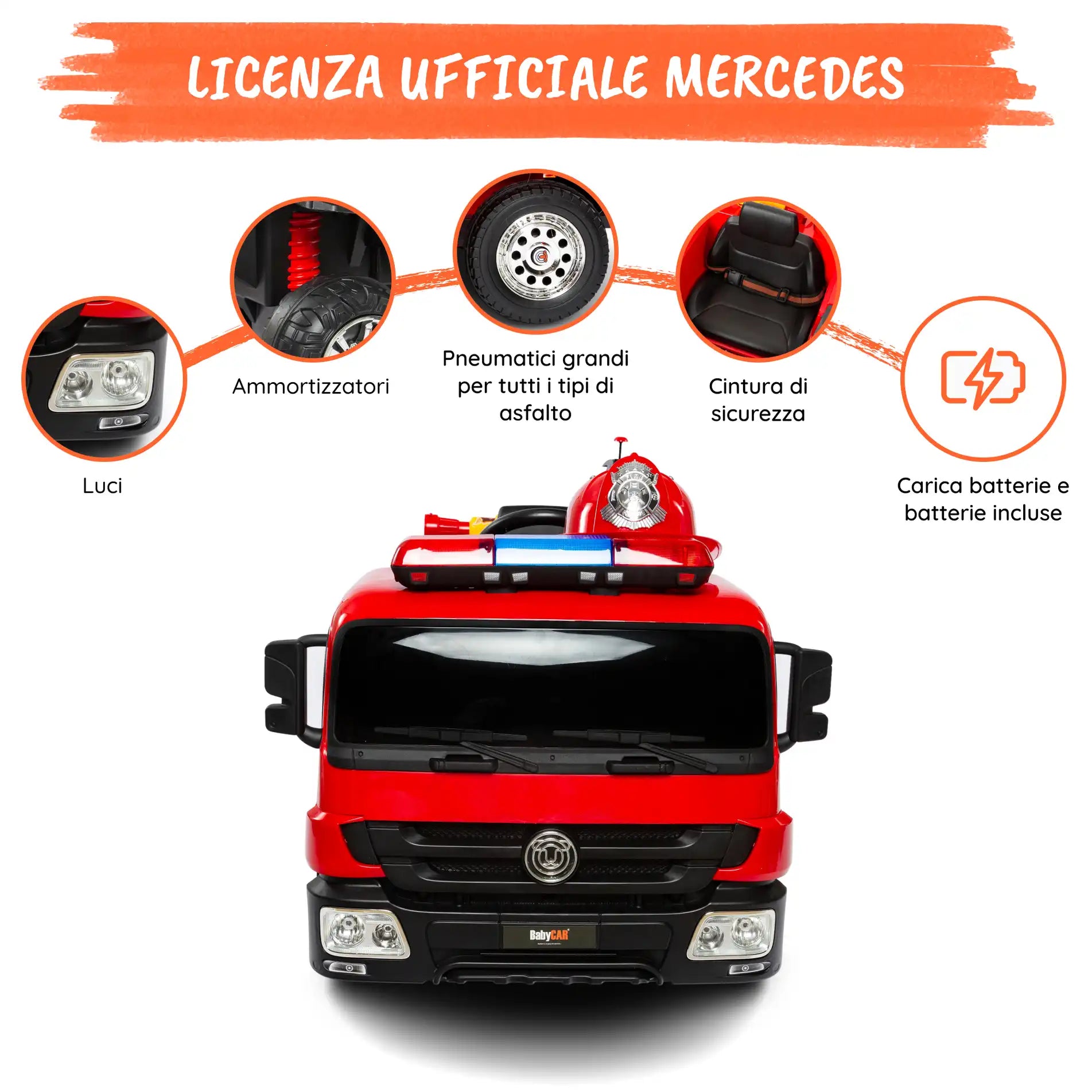 Camion dei Pompieri elettrico per bambini a 12V