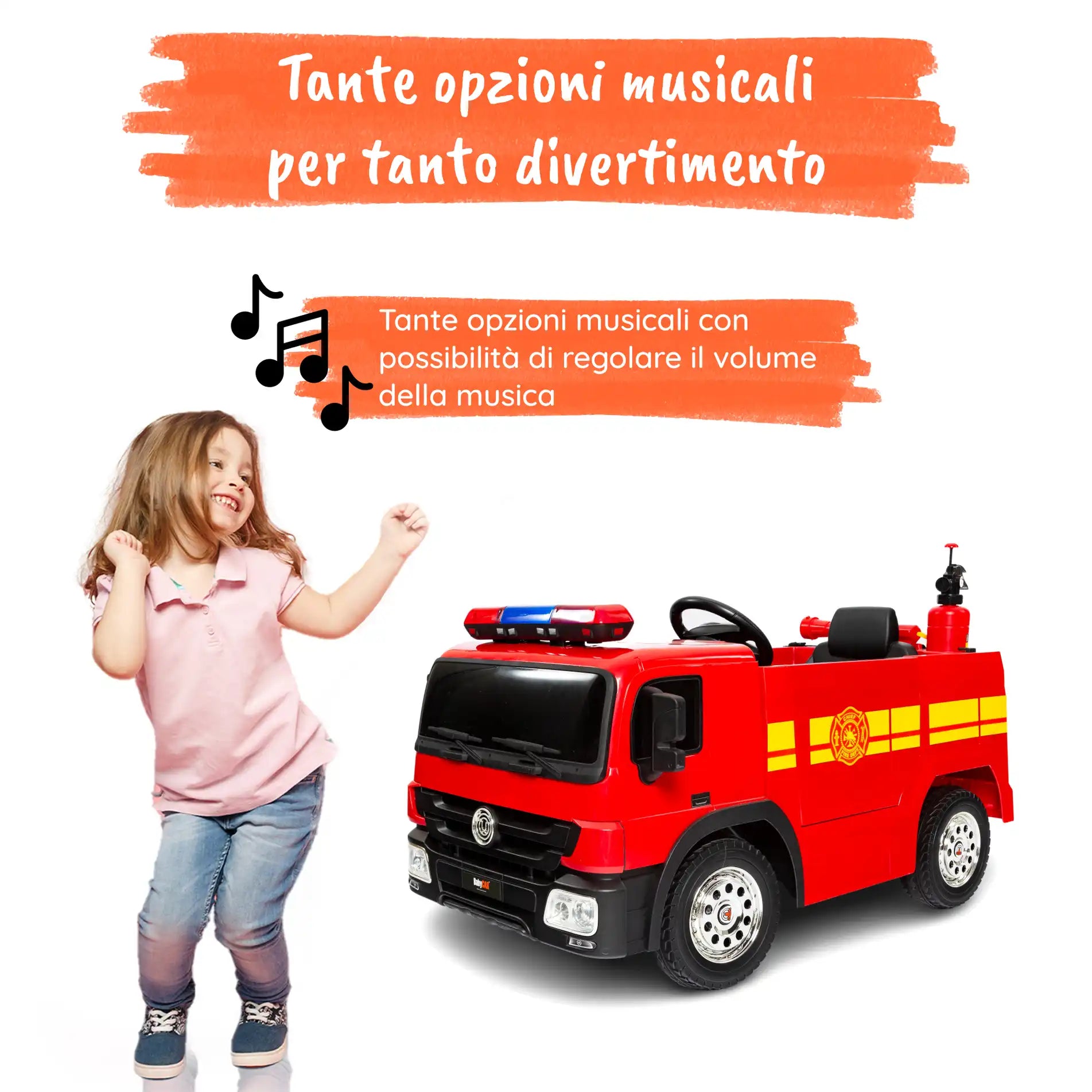 Camion dei Pompieri elettrico per bambini a 12V
