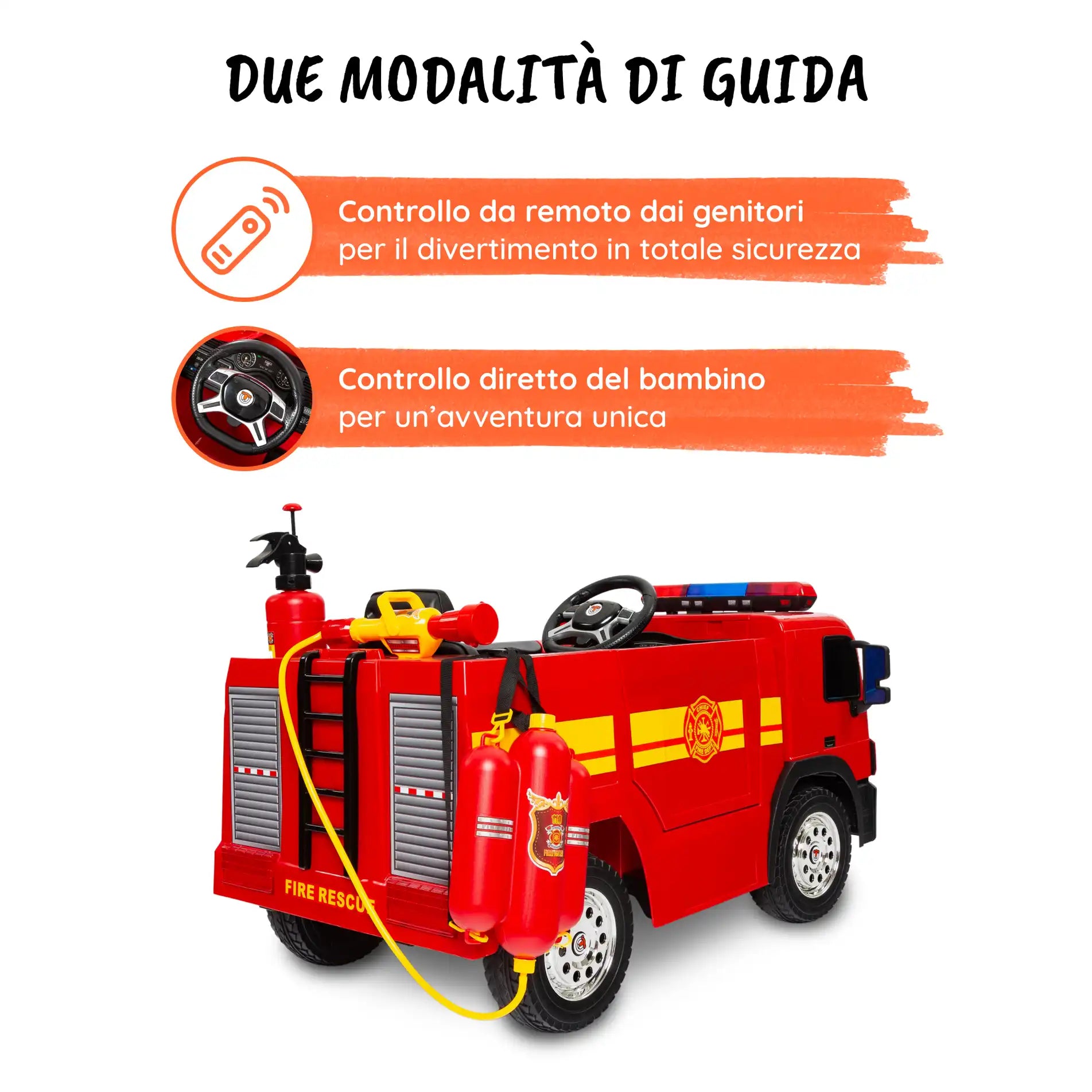 Camion dei Pompieri elettrico per bambini a 12V