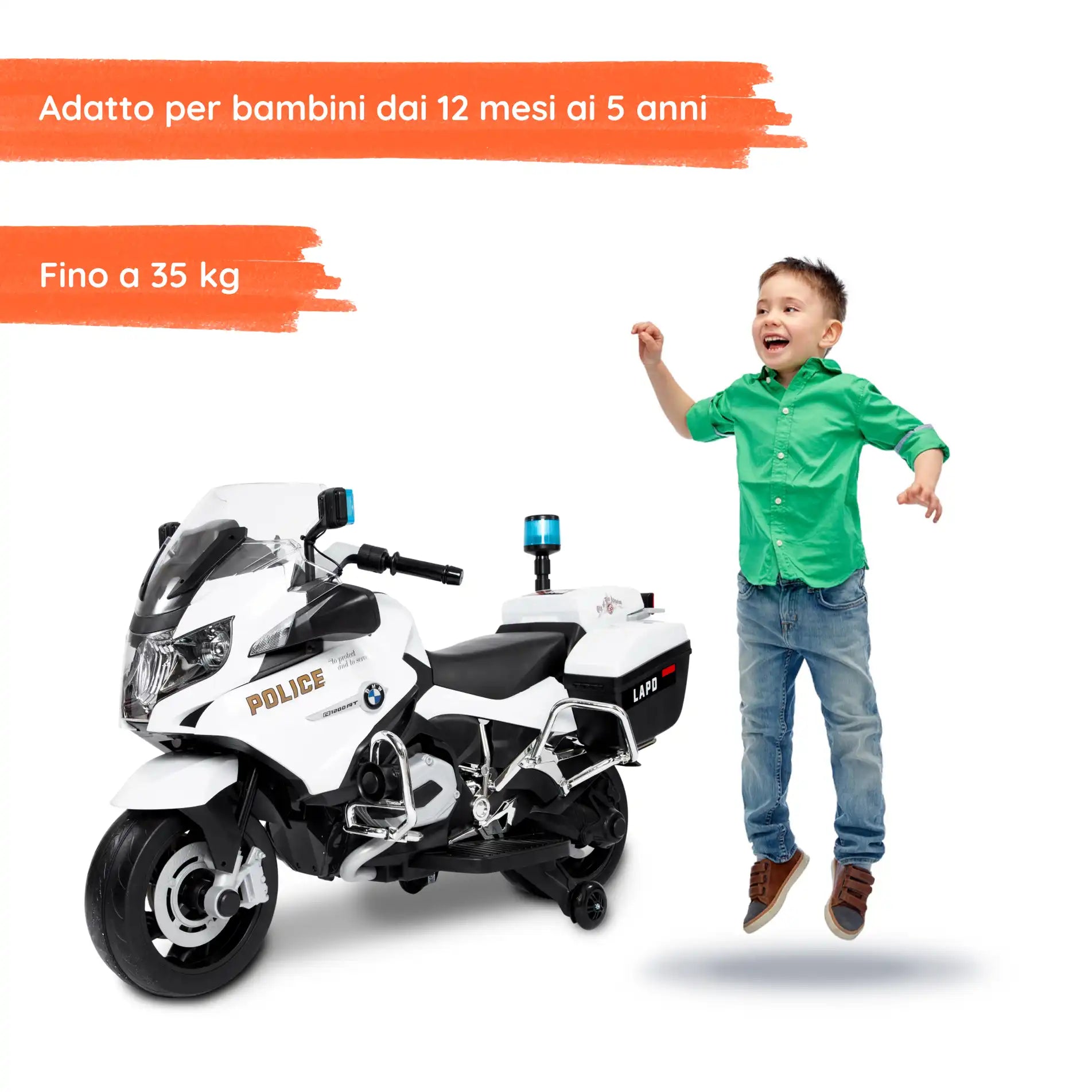 Bmw R1200 RT Police: moto elettrica a 12V della Polizia per bambini