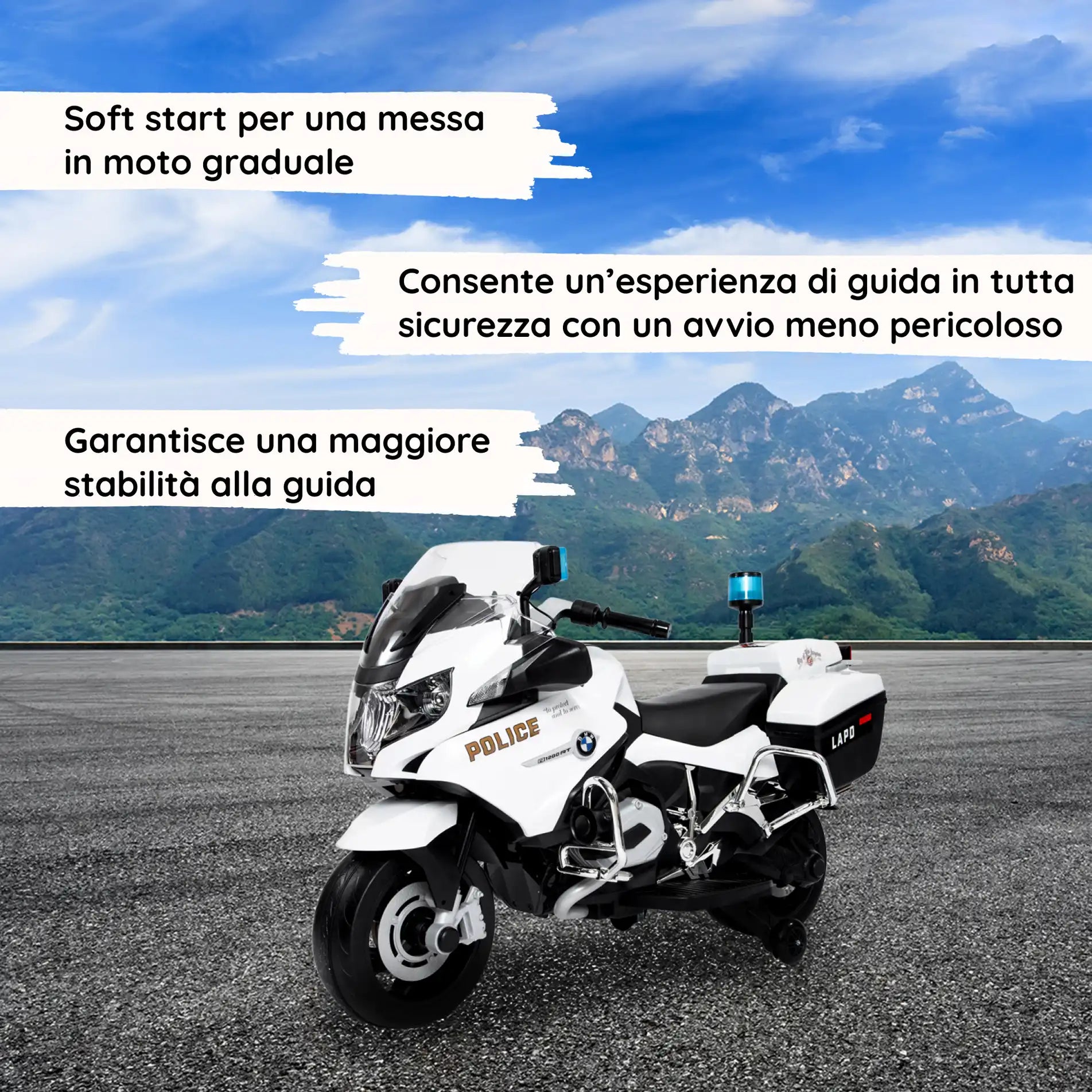 Bmw R1200 RT Police: moto elettrica a 12V della Polizia per bambini
