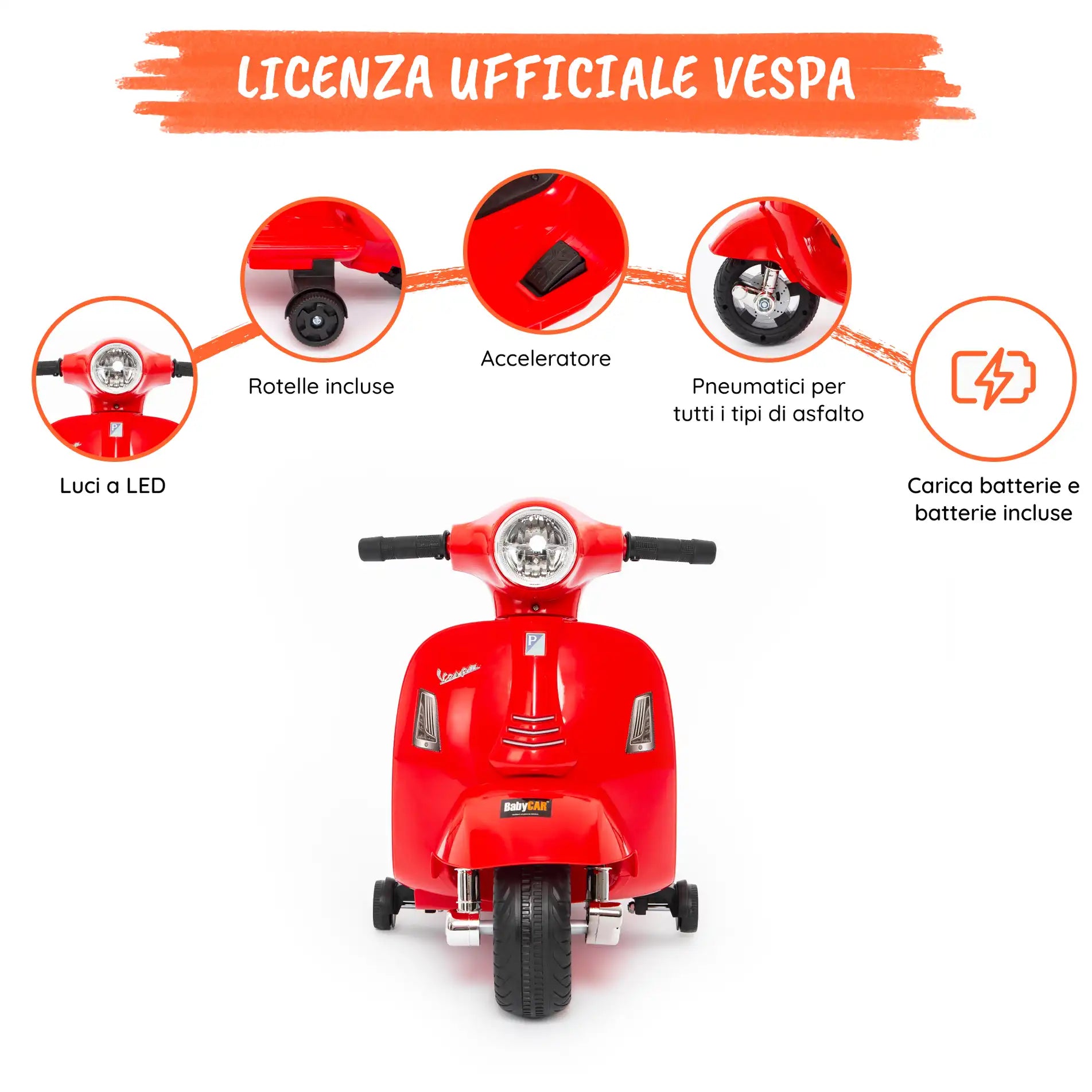 Mini Vespa elettrica per bambini a 6V