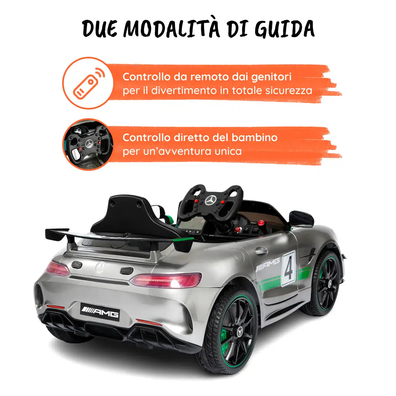 Mercedes GT4 AMG Luxury elettrica per bambini a 12V